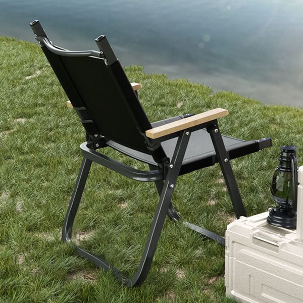 Contemporary Scandinavian Square Frame Alloy Wood Oxford Cloth Patio Dining Chair Foldable Backrest For Outdoor - Image 9