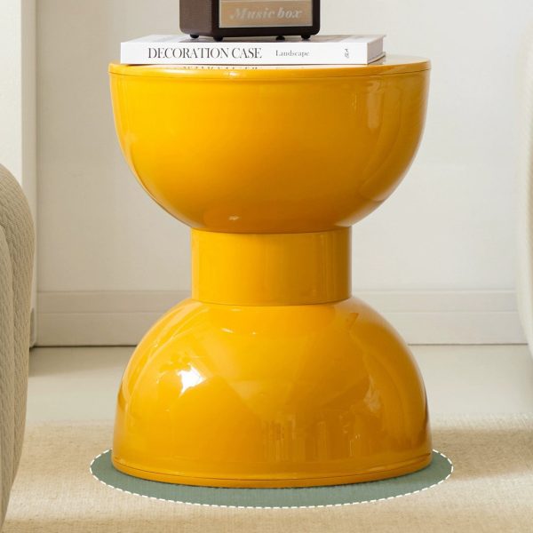 Contemporary Scandinavian Macaron Hourglass Shape Plastic Footstool For Entryways - Image 8