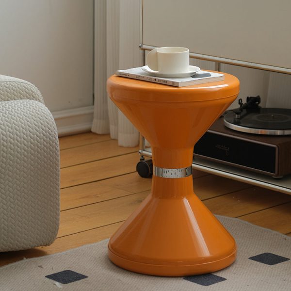 Contemporary Scandinavian ABS Round Hourglass End Table Portable For Living Room - Image 3