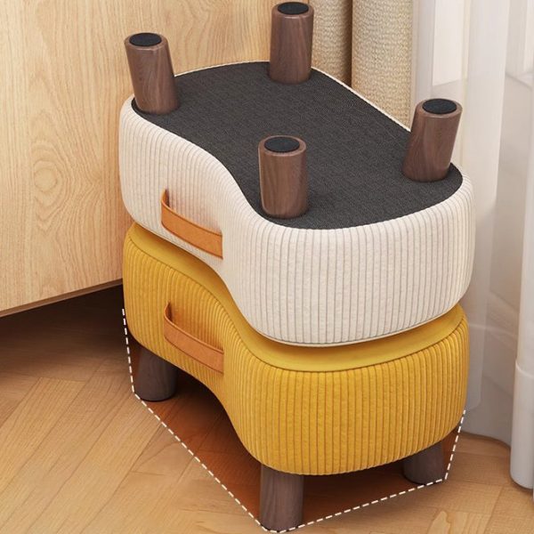 Contemporary Creative Round Velvet Upholstered Portable Footstool Low Stool For Living Room - Image 11