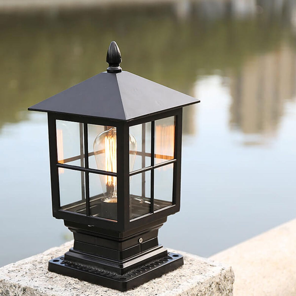 European Outdoor Column Lantern Waterproof  Rustproof 1-Light Patio Light - Image 1