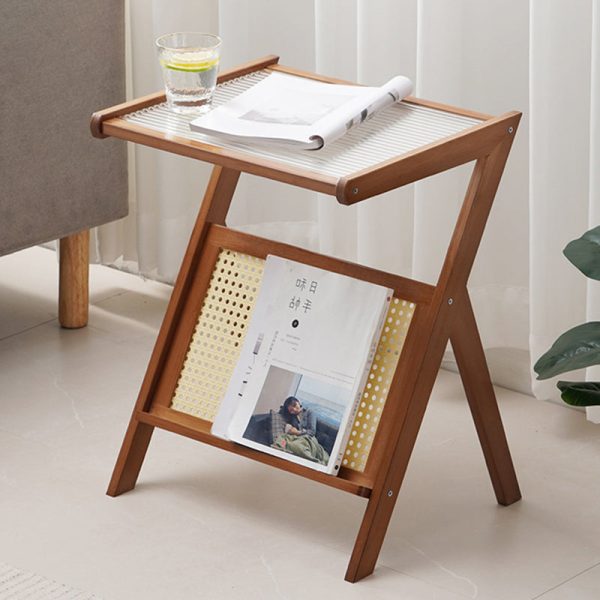 Contemporary Simplicity Z-shaped Glass Bamboo End Table For Living Room - Image 10