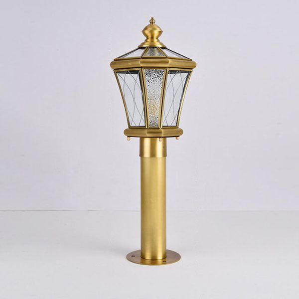 European Outdoor Glass Copper Lantern 1-Light Lawn Landscape Light - Image 6