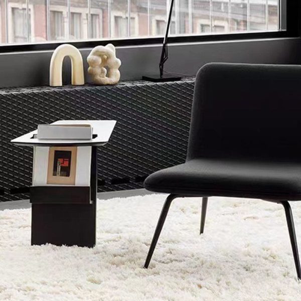 Modern Minimalist Triangle Frame Solid Wood Side Table 1-Shelf For Living Room - Image 13