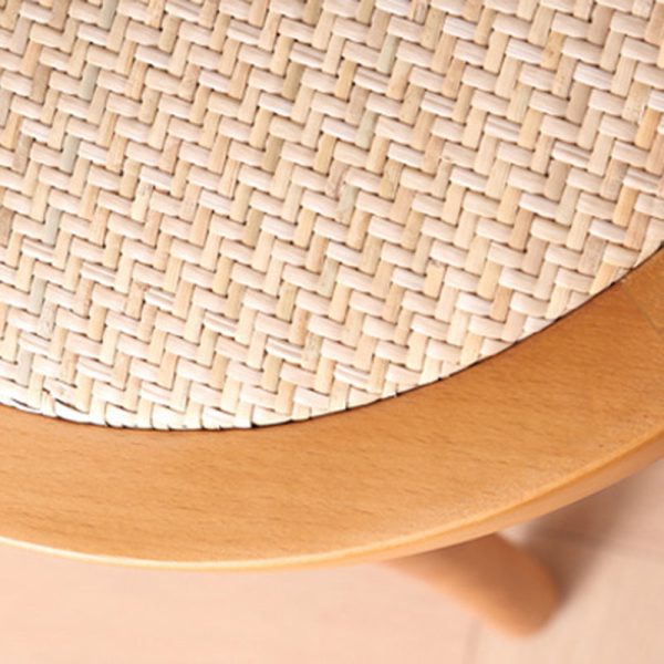 Traditional Vintage Round Rattan Woven Wooden Dining Chair Backrest For Dining Room - Image 7