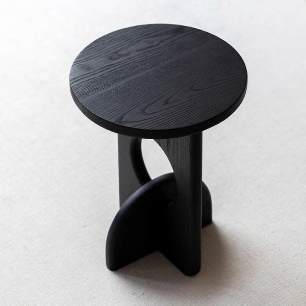 Modern Minimalist Round Cross Base Ash Wood End Table For Living Room - Image 3