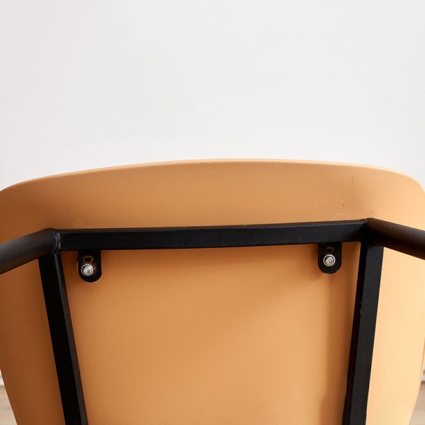 Modern Minimalist Square Hollowed Out Dots Backrest Plastic Iron Dining Chair Armrest For Dining Room - Image 8