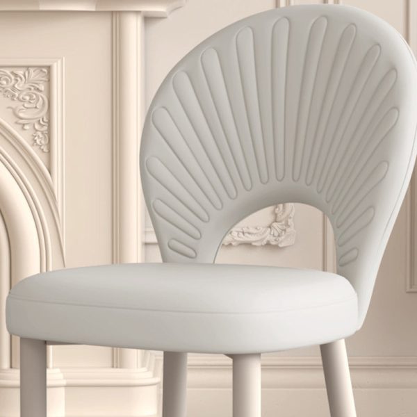 Modern Minimalist Curved Half Round Square PU Leather Iron Dining Chair Backrest Armless For Dining Room - Image 5
