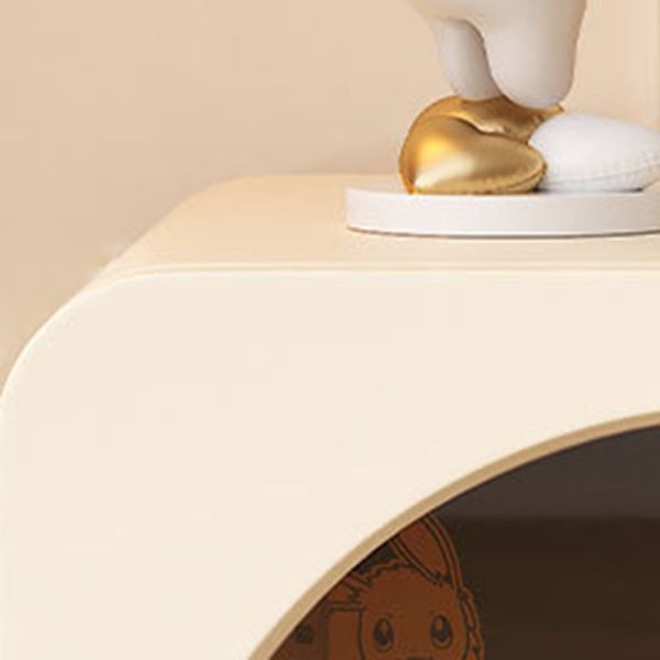 Modern Minimalist Round Corner Rectangular Density Panel Solid Wood Glass Stainless Steel Nightstand 2-Drawer For Bedroom - Image 8
