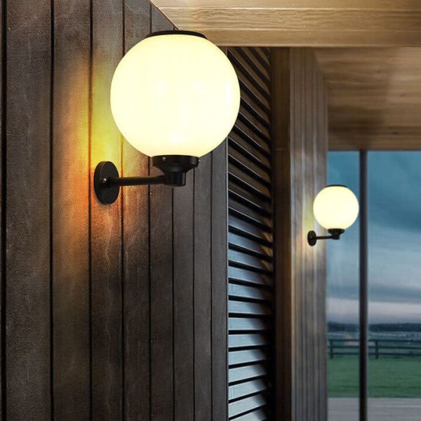 Modern Outdoor Solar Round Ball Waterproof LED Wall Sconce Lamp - Image 17
