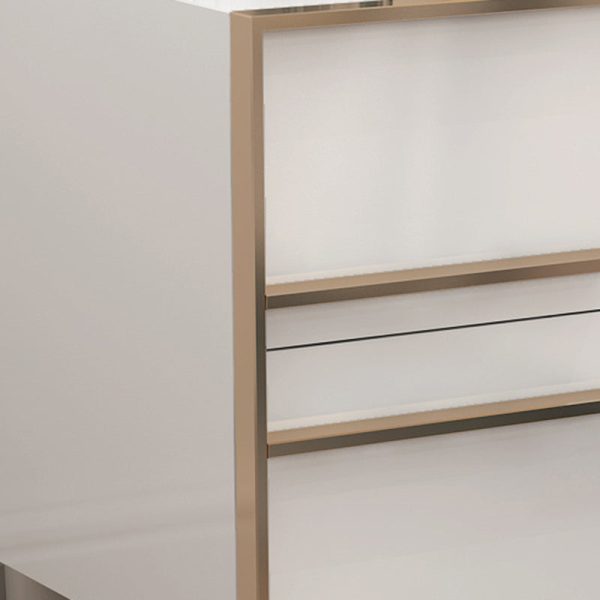 Modern Simplicity Cubic Solid Wood Stainless Steel Frame Nightstand 2-Drawer For Bedroom - Image 7