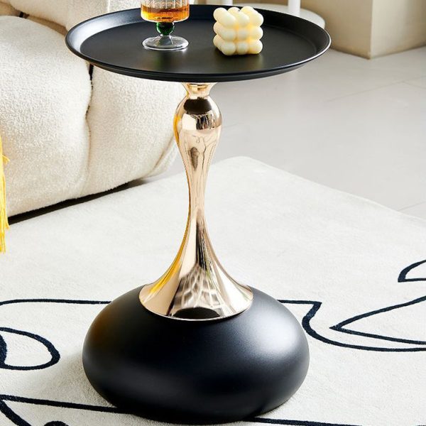 Contemporary Simplicity Geometric Circle Tray Top Iron End Table For Living Room - Image 14