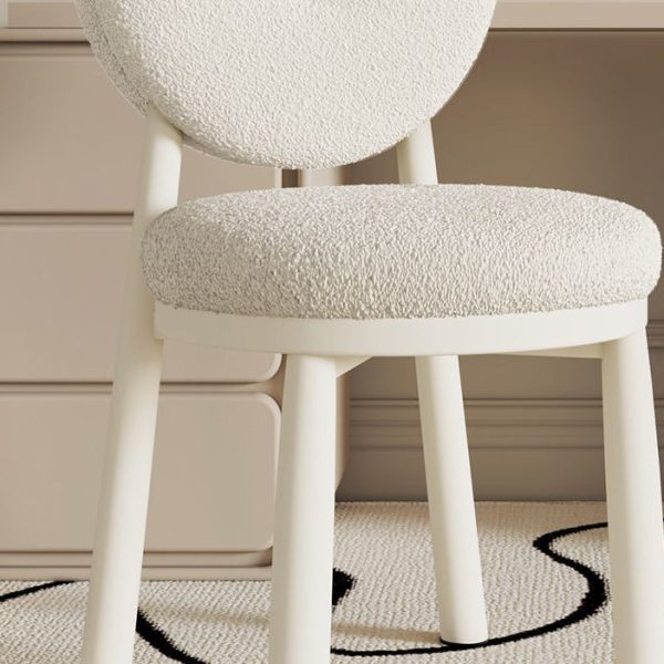 Contemporary Nordic Lambswool Carbon Steel Sponge Round Dining Chair Backrest For Dining Room - Image 6