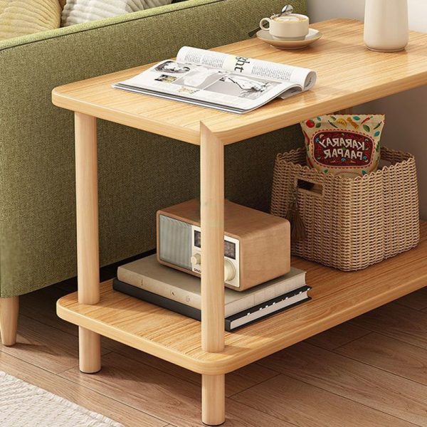 Traditional Japanese Wood Rectangular End Table 3-Tier For Living Room - Image 9