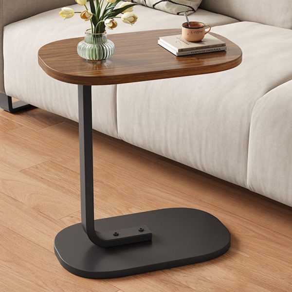 Traditional Vintage Wood Grain Density Board Top C-Shaped Side Table For Living Room - Image 18