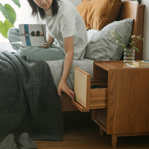 Contemporary Retro Square Solid Wood Nightstand 2-Drawer For Bedroom - Image 12