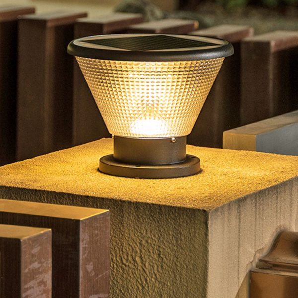 Modern Simplicity Solar Square Round Aluminum Acrylic LED Post Head Light For Garden - Image 11