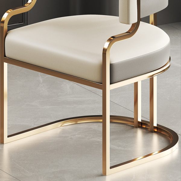 Traditional Luxury U-Shape Metal Leather Dining Chair Backrest Armrest for Dining Room - Image 9