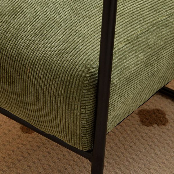 Contemporary Scandinavian Square Cushion Corduroy Solid Wood Carbon Steel Accent Chair Backrest Armrest For Living Room - Image 6