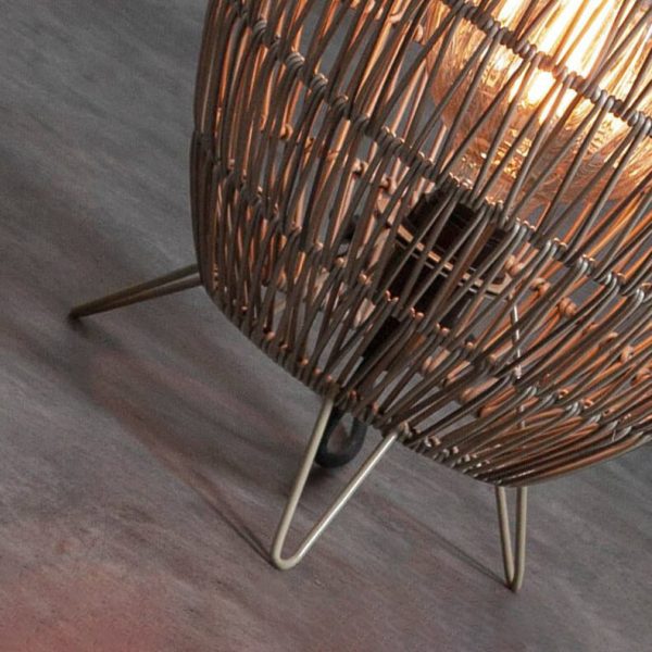 Modern Japanese Rattan Weaving Round Shaped Outdoor Waterproof Patio 1-Light Floor Lamp - Image 9