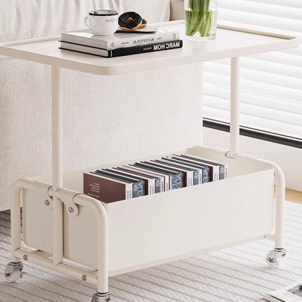 Modern Simplicity Tray Top Leather Storage Movable End Table 2-Tier For Living Room - Image 9