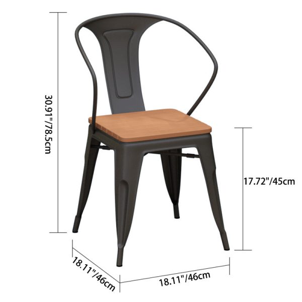 Contemporary Nordic Plastic Wood Iron Square Outdoor Dining Chair Backrest Stackable For Patio - Image 5