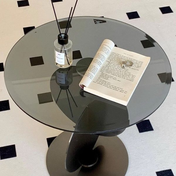 Modern Art Deco Round Combine Design Glass Metal End Table For Living Room - Image 11