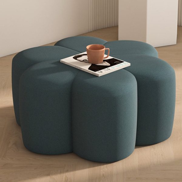 Contemporary Nordic Plum Blossom Shape Fabric Velvet Footstool For Living Room - Image 10