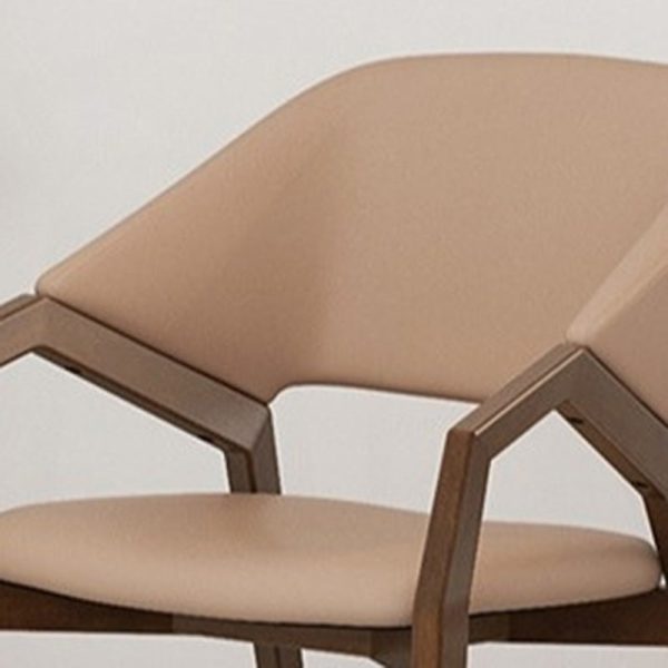 Contemporary Simplicity Square Leather Upholstered Wood Dining Chair Backrest Armrest For Dining Room - Image 9