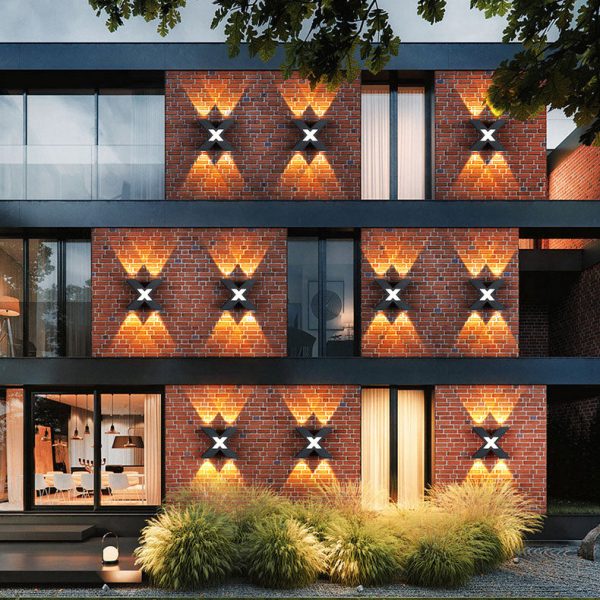 Modern Waterproof Letter X Shaped LED 4-Light Outdoor Wall Sconce Lamp - Image 7