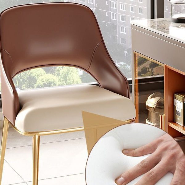 Modern Minimalist Square Stainless Steel Leather Foam Dining Chair Four Legs Backrest For Dining Room - Image 6