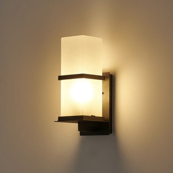 Industrial Outdoor Waterproof Column Frosted Glass Shade 1-Light Wall Sconce Lamp - Image 5