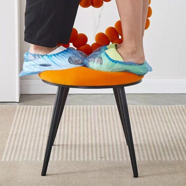 Contemporary Scandinavian Velvet Sponge Metal Heart Ball Round Vanity Stool Backrest For Bedroom - Image 10