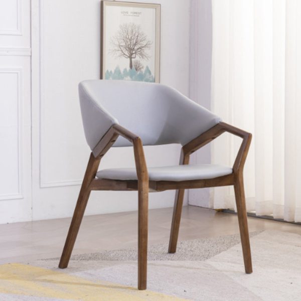 Contemporary Simplicity Square Leather Upholstered Wood Dining Chair Backrest Armrest For Dining Room - Image 13