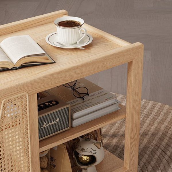 Contemporary Retro Solid Wood Movable Multifunctional Storage End Table 3-Tier For Living Room - Image 14