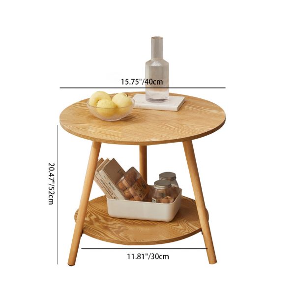 Modern Simplicity Round Wood Grain Board Top End Table 2-Tier For Living Room - Image 4