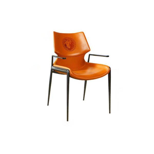Contemporary Luxury Leather Metal Tapered Legs Dining Chair Backrest For Living Room - Image 18
