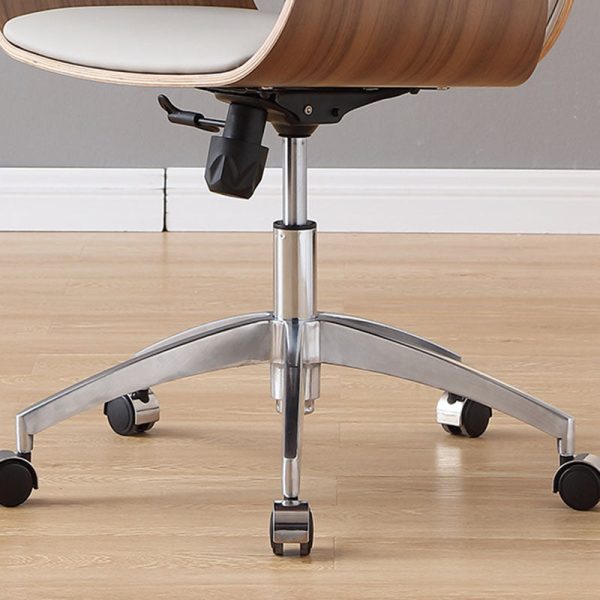 Contemporary Luxury Microfiber Leather Wood Grain Height Adjustable Swivel Desk Chair Backrest Armrest For Home Office - Image 7