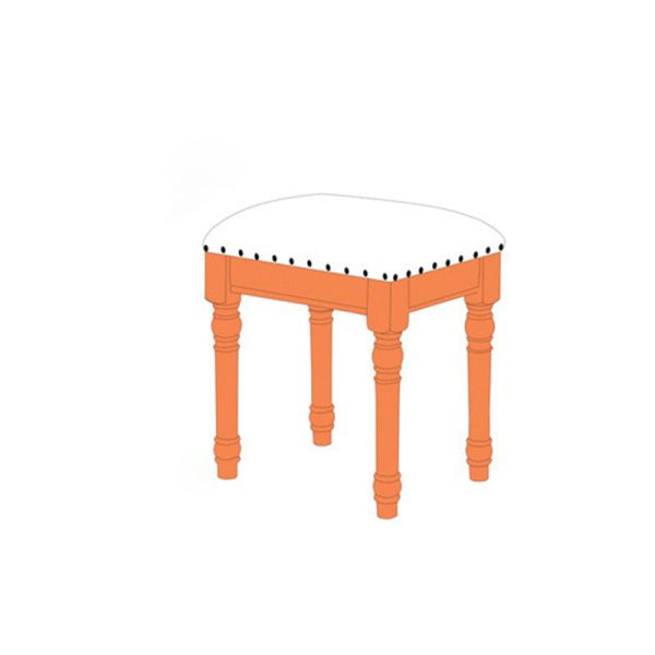 Contemporary Scandinavian Square Linen Leather Solid Wood Vanity Stool Backless Armless For Bedroom - Image 5