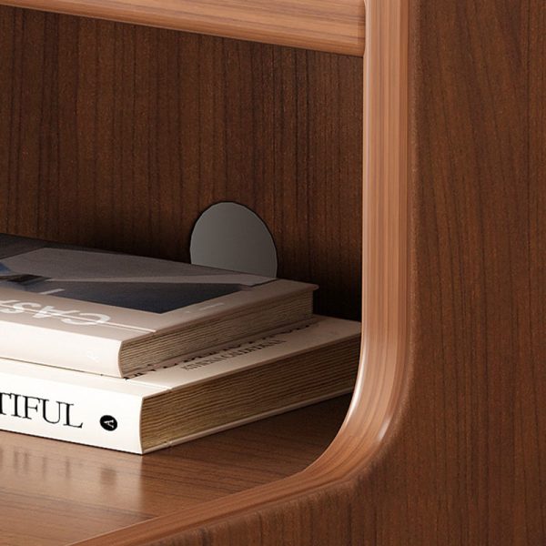 Traditional Chinese Rectangular Wood Density Panel Nightstand 2-Drawer Shelf For Bedroom - Image 11