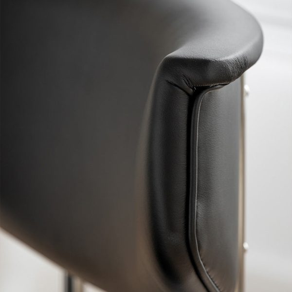 Modern Minimalist Square Round Corner Upholstered Leather Stainless Steel Dining Chair Curved Backrest For Dining Room - Image 5