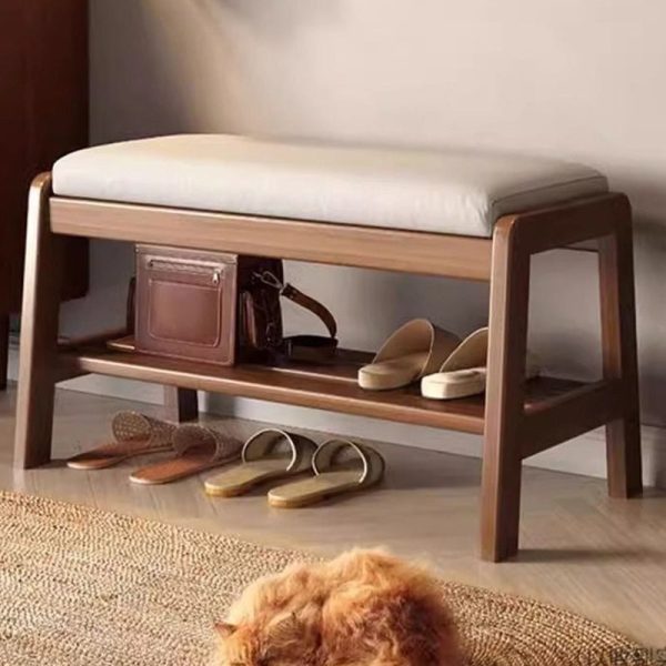 Contemporary Scandinavian Rectangle Tech Cloth Solid Wood Shoe Storage 1-Shelf For Entryways - Image 13