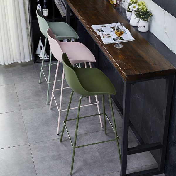Contemporary Simplicity Curved Plastic Solid Color Bar Stool Backrest Footrest For Dining Room - Image 12