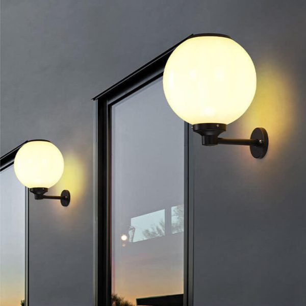 Modern Outdoor Solar Round Ball Waterproof LED Wall Sconce Lamp - Image 4