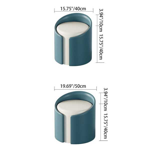 Modern Minimalist Leather Wood Sponge Round Cylinder Footstool Backrest Armless For Entryways - Image 4