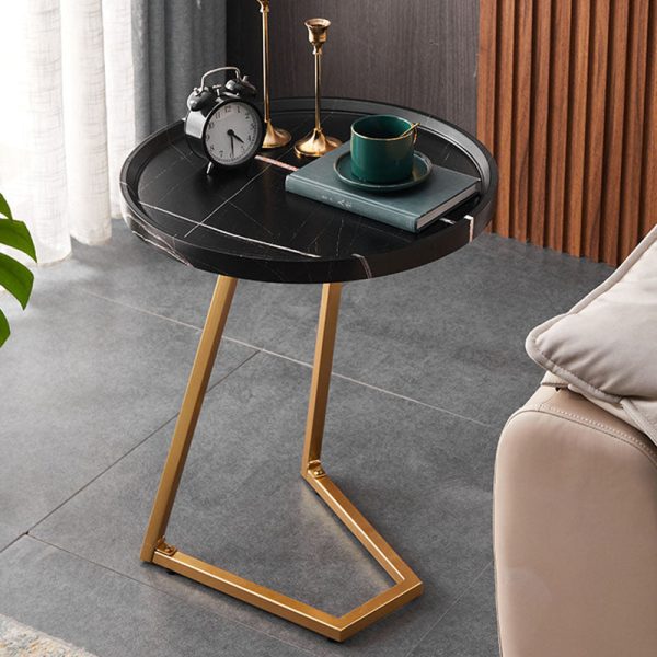 Modern Simplicity Round MDF Iron End Table Movable For Living Room - Image 21
