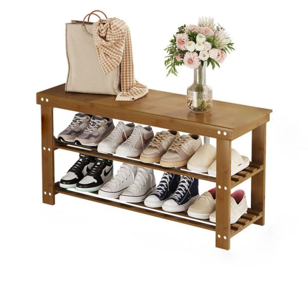 Modern Minimalist Rectangle Heather Bamboo Shoe Storage 2-Shelf For Entryways - Image 24