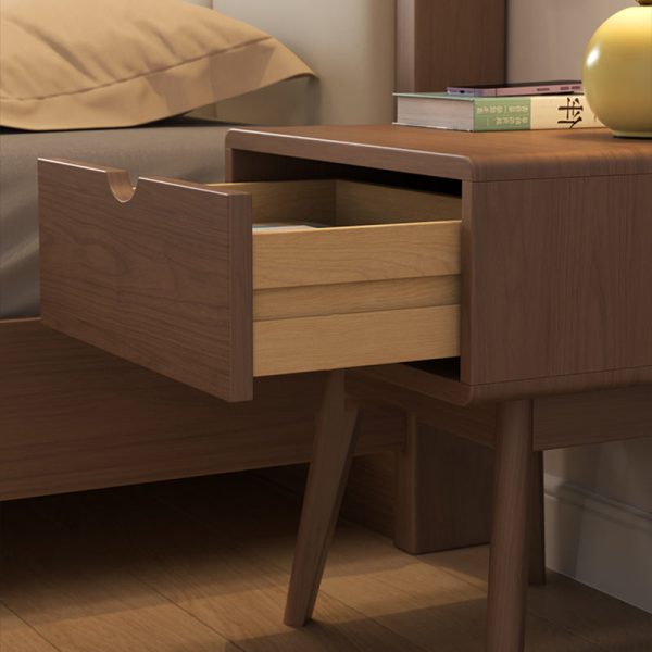 Modern Simplicity Square Cubic Rectangular Rubber Wood Nightstand 1/2 Drawer For Bedside - Image 9