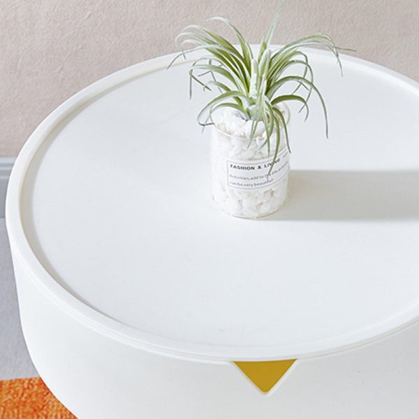 Modern Minimalist Round Tripod Plastic Nightstand 1-Storage For Bedroom - Image 6