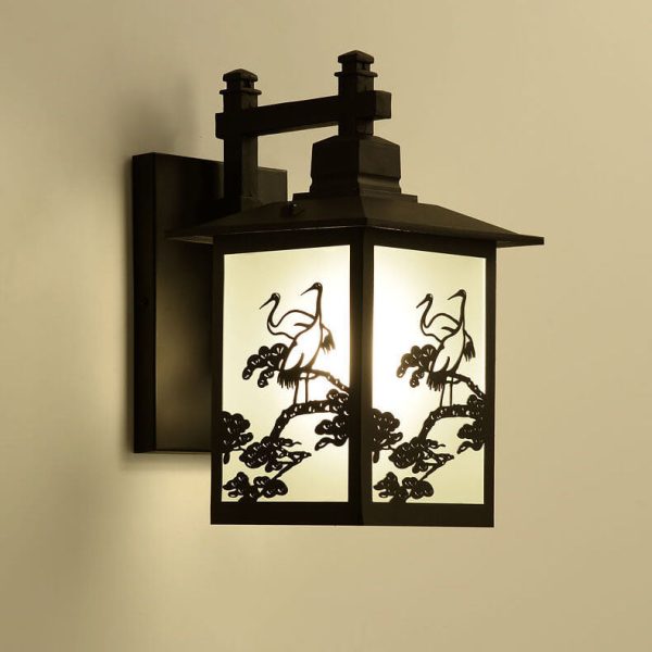 Traditional Chinese Rectangle Galvanized Sheet Zinc Alloy 1-Light Wall Sconce Lamp For Outdoor Patio - Image 13